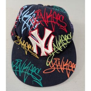 New Era American Needle New York Yankees Graffiti Fitted Hat 7 3/8 1918 Model